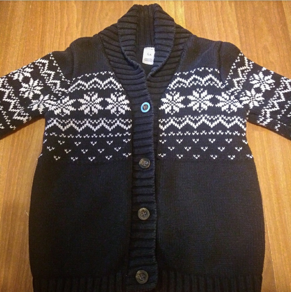 Carter's Kids Black Button Up Sweater/Cardigan 6X